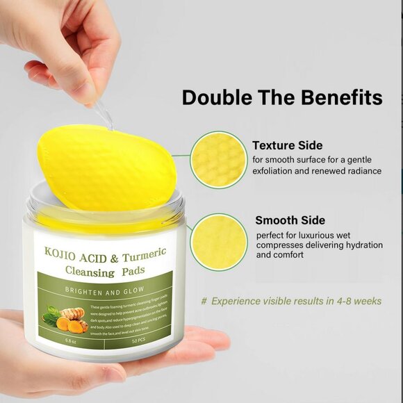 NEW 2 Jars- Turmeric Kojic Acid Cleansing Exfoliating Face Scrub Pads - Picture 6 of 13